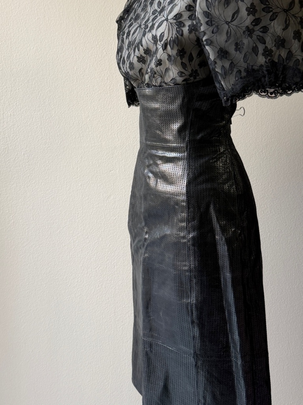 Vintage Newport News High-Waist Black Leather Skirt
